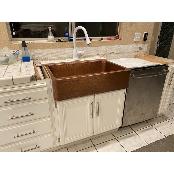 Sinkology Lange Farmhouse Undermount Copper Sink 32 in ...