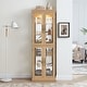 preview thumbnail 21 of 27, Lighted Tall Bookshelf Display Cabinet Curio Cabinet with Glass Door Light Oak