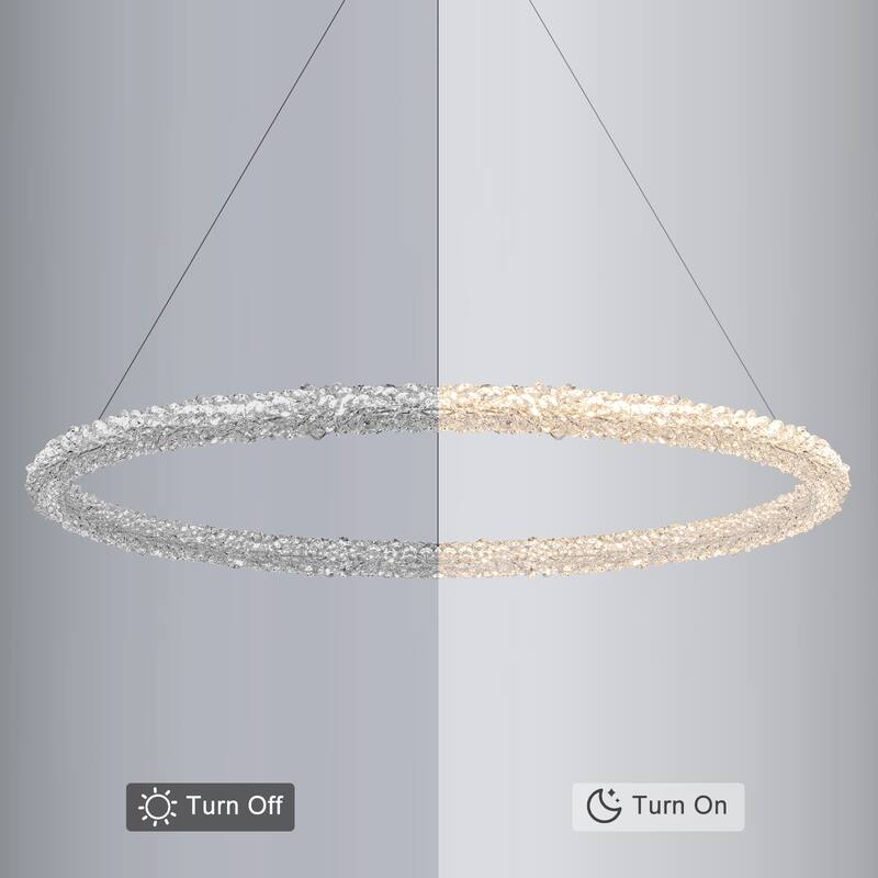 Modern Gold Crystal LED Chandelier, Dimmable Ring Light