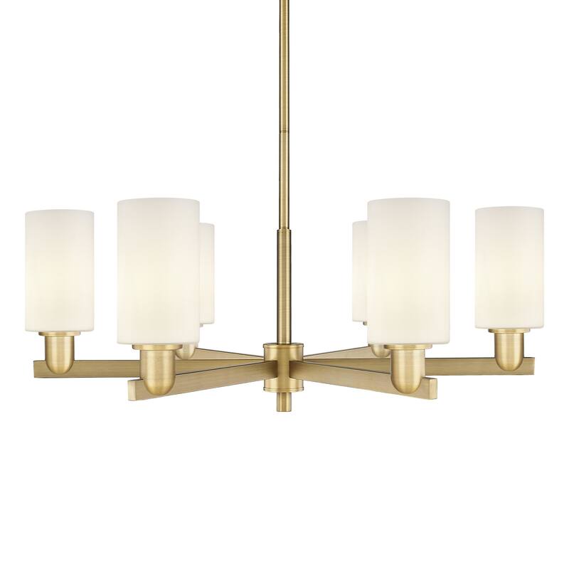 Innovations Lighting 716-6CR-11-34 Clymer Chandelier Clymer 6 Light - Brushed Brass / Matte White
