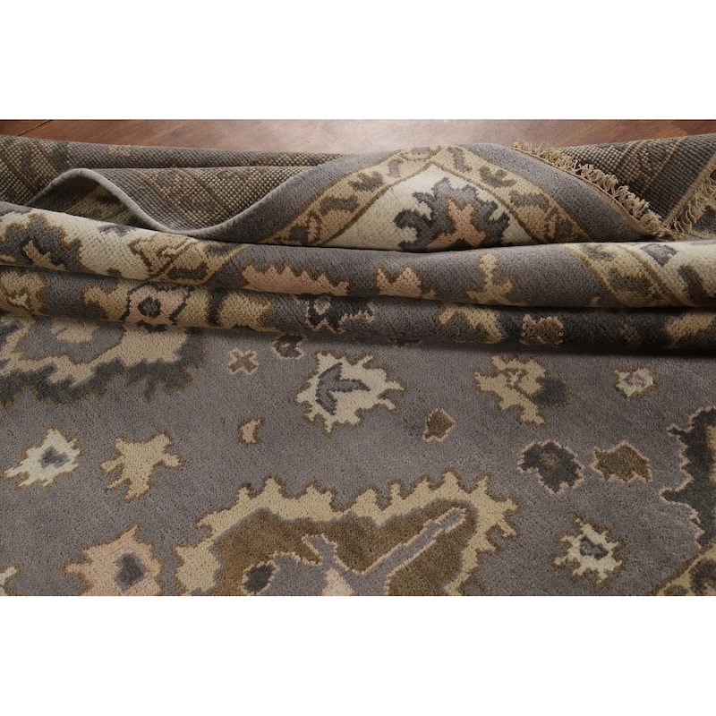 Gray Oushak Indian Area Rug Handmade Wool Carpet - 8'4"x 10'1"