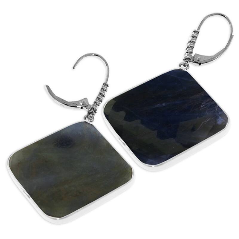 14K Solid Gold Diamonds Leverback Natural Sapphire Gemstone Earrings