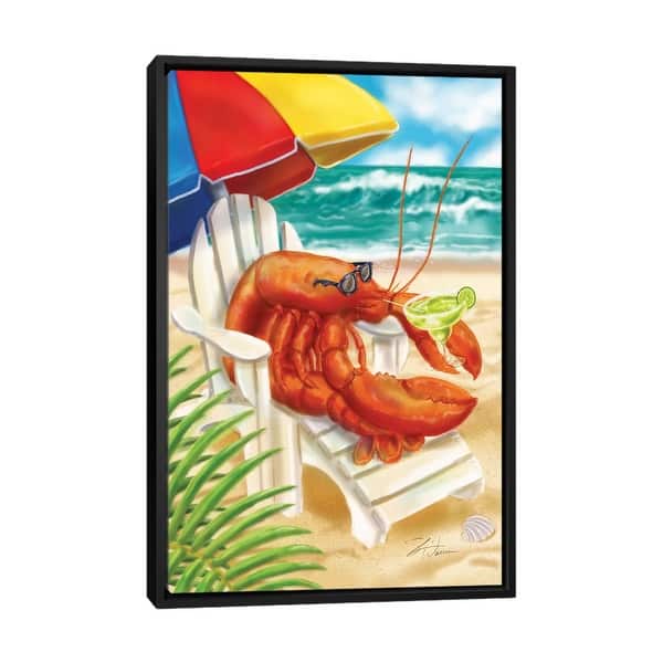slide 2 of 9, iCanvas "Beach Friends - Lobster" by Shari Warren Framed