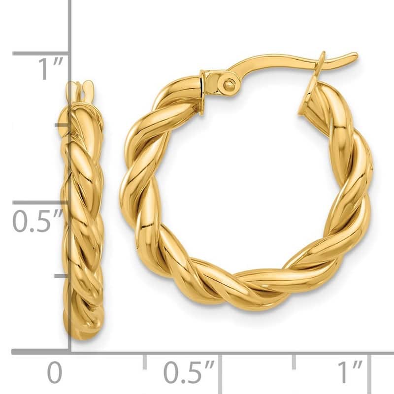 Curata 14k Yellow Gold Polished Twisted Hoop Earrings - 23x22mm