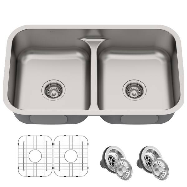 Shop Kraus Premier Stainless Steel 32 Inch 2 Bowl Undermount Kitchen Sink Overstock 28221213