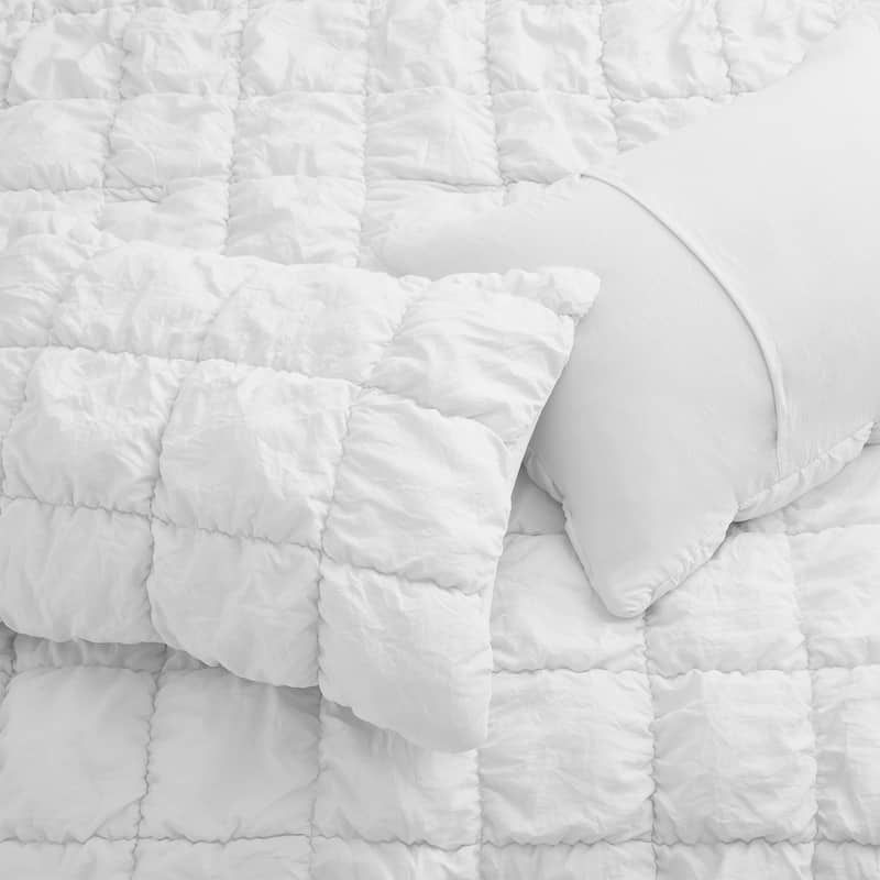 Puff Quilting Comforter Set with Pillowcases, Modern All Season Puffy Bedding Set