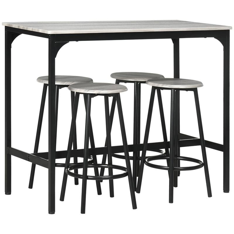 5-Piece Counter Height Bar Table Set,43.25" Dining Table w/4Bar Stools