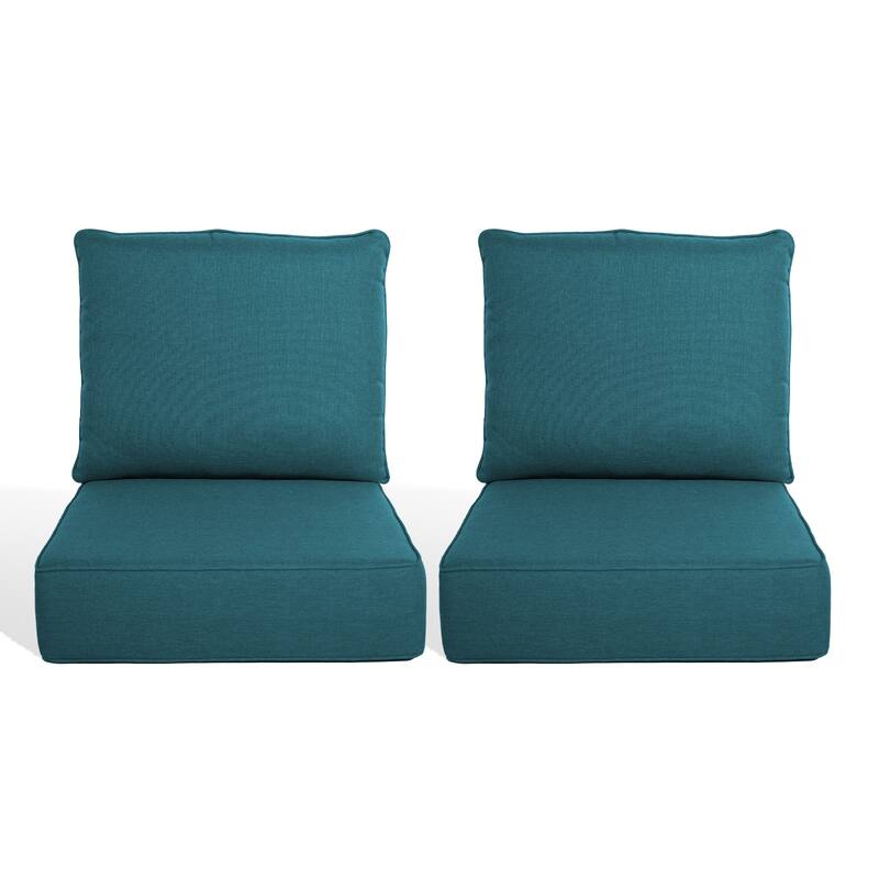 Pocassy 22"x24"x6" Thick Cushions Pillows Indoor & Outdoor Cushion - 2 Set Seat & Back Cushion - Peacocka Green Cushion