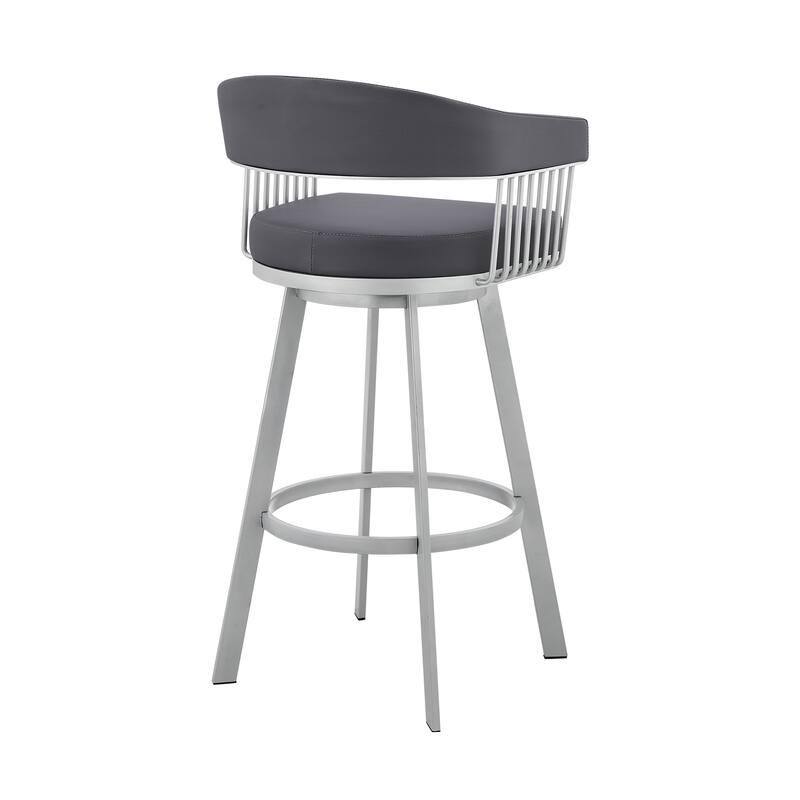 Bronson Faux Leather Upholstered Metal Swivel Bar or Counter Stool