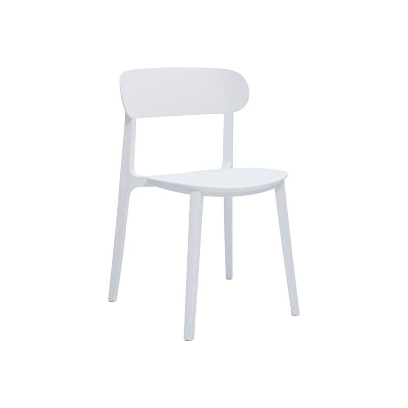 HomeRoots Set of Four White Heavy Duty Plastic Dining Side Chairs - 20.46 in. x 30.50 in. x 18.89 in.