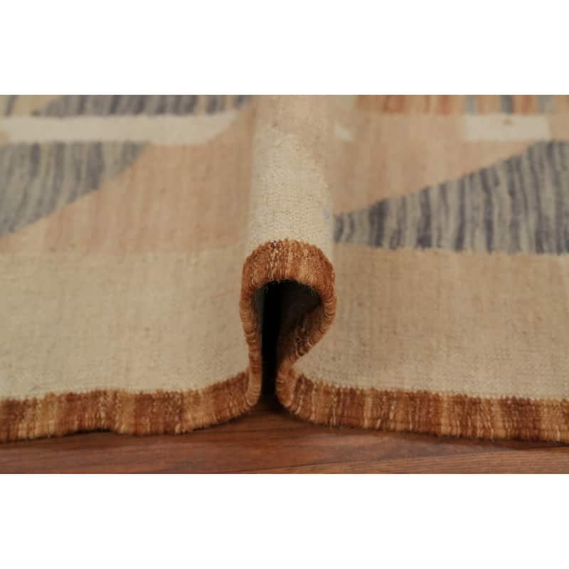 Hand Woven Oriental 100% Wool Carpet Southwestern Modern Multi-Colored Kilim Runner Rug - 9' 8'' X 2' 8''