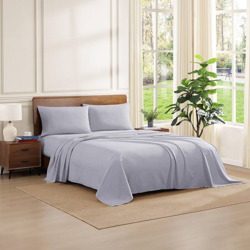 Tommy Hilfiger Printed Cotton Percale Sheet Set - Ithaca Stripe Navy - Twin