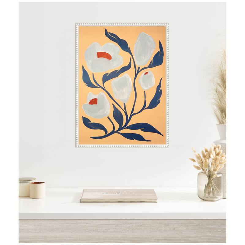 Kate and Laurel Sylvie Gray Flower Framed Canvas by Emma Daisy