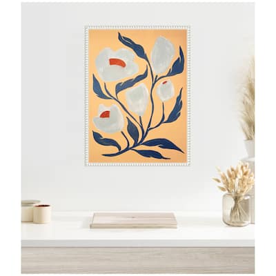 Kate and Laurel Sylvie Gray Flower Framed Canvas by Emma Daisy