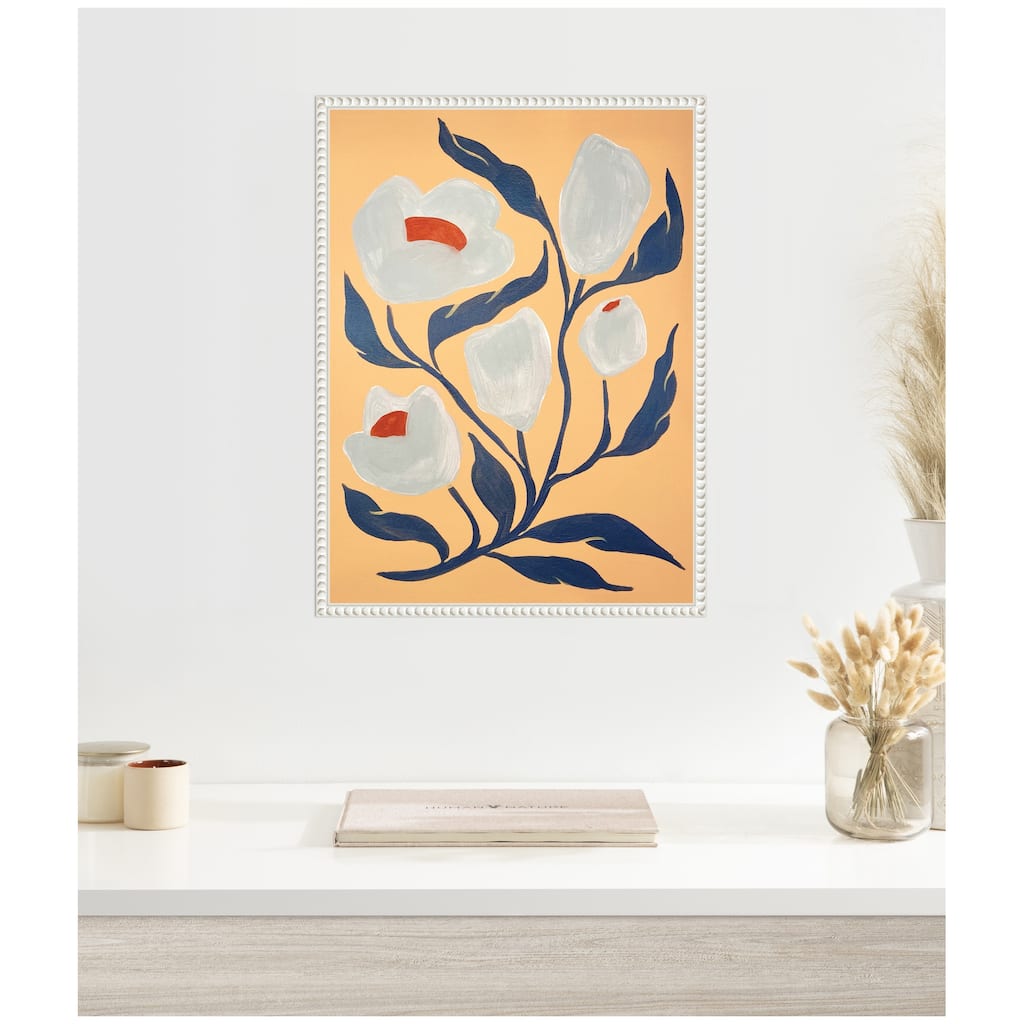 Kate and Laurel Sylvie Gray Flower Framed Canvas by Emma Daisy