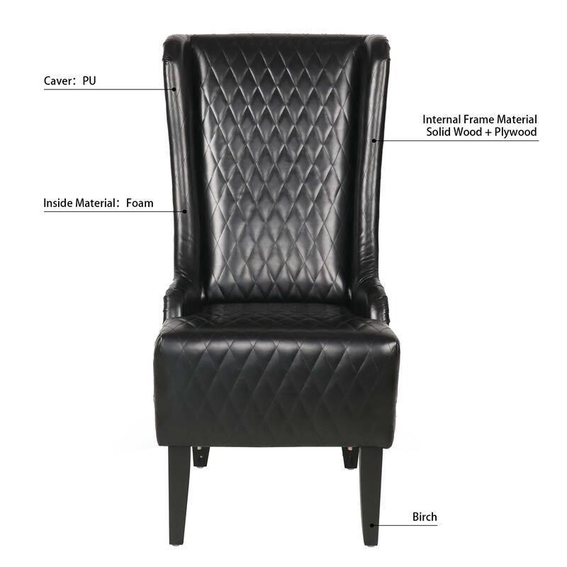 Black Modern 23.03" High Back Upholstered Accent Chair with Solid Wood Frame