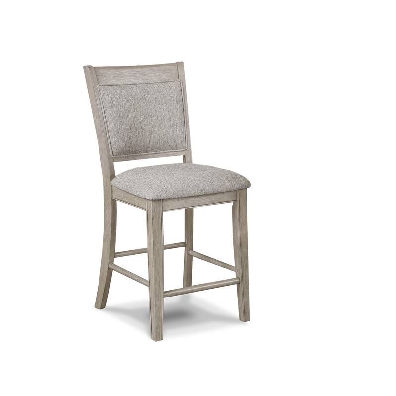 Farmhouse Style 2Pc Tan / Beige Gray Finish Counter Height Chair Bar Stool