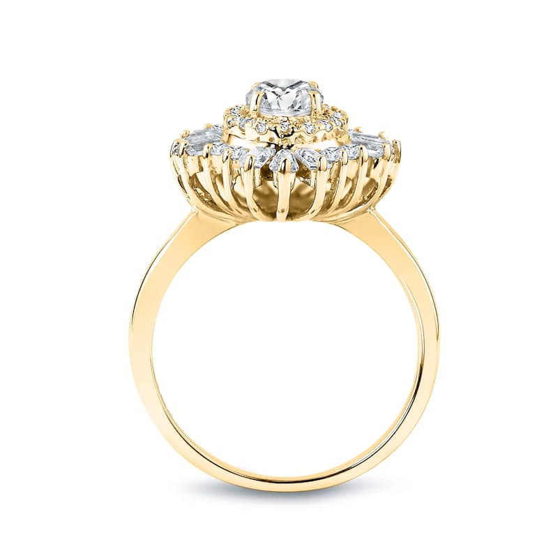 Auriya 14k Gold 1 1/4ctw Ballerina Halo Oval Diamond Engagement Ring Certified (H-I, SI1-SI2)
