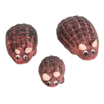 Novica Handmade Armadillo Family Ceramic Figurines (Set Of 3)