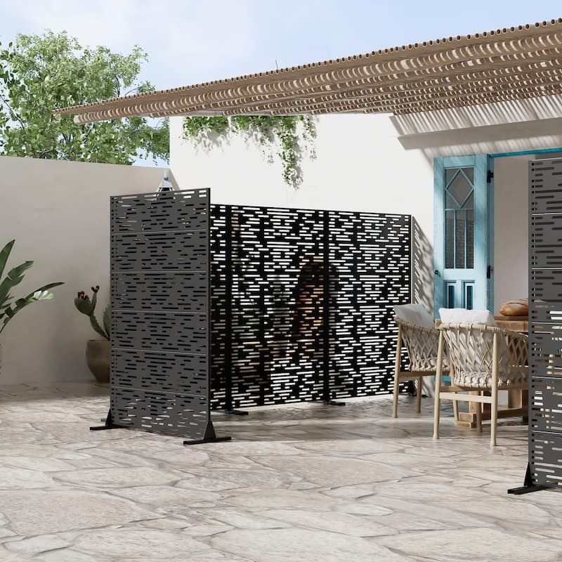 Dovelina 6ft.x 4ft. Outdoor Freestanding Metal Privacy Screen Decorative Garden Fence - 72"x47"