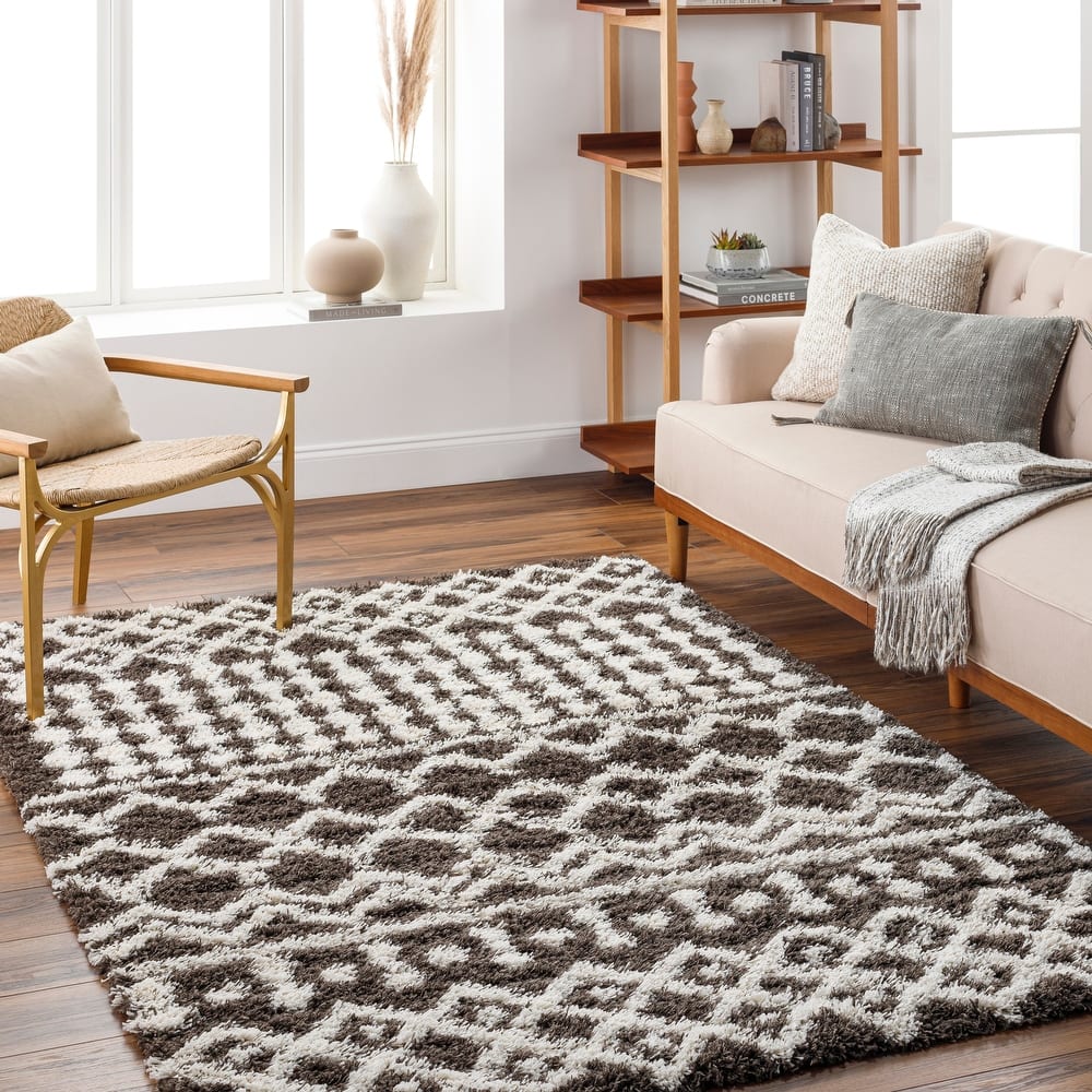 Livabliss Newton Geometric Moroccan Trellis Shag Area Rug