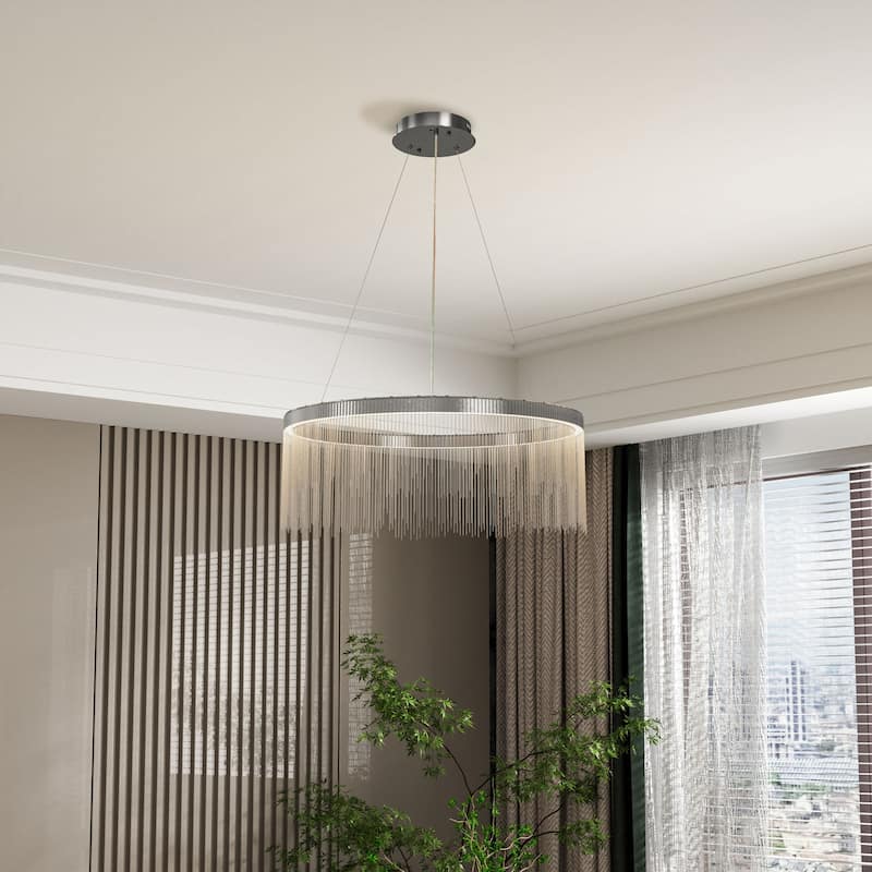 Modern Aluminum Tassel Linear Chandelier for Dining Room