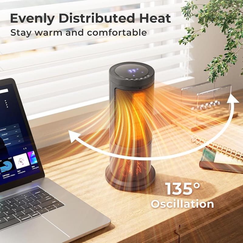 850/1500W PTC Ceramic Space Heater, 17" Portable Heater w/ Thermostat