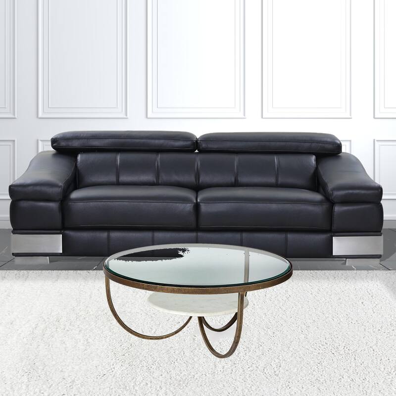 HomeRoots 36" Gold And Brown Round Coffee Table - 36