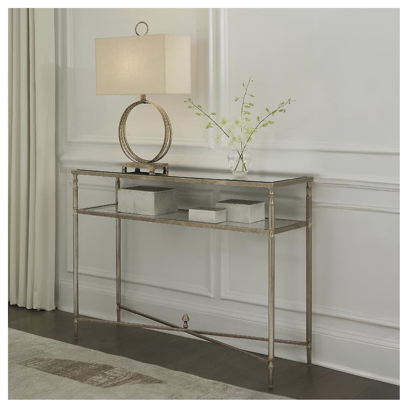 Signature Design by Ashley Cloverty Aged Gold Sofa Table - 45" W x 14" D x 33" H