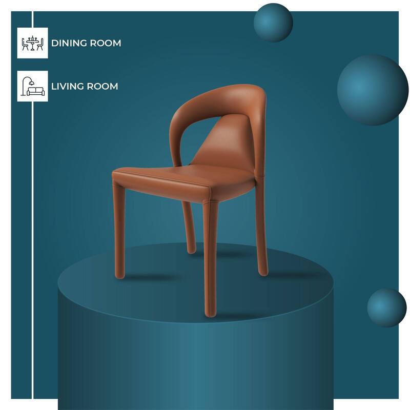 Leather Dining Chairs with Metal Legs Open-Back Design Solace Series Set of 2