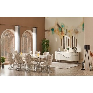 Pasa Table Pasa Modern Dining Room Table, 6 Dining Room Chairs And Buffet With ...