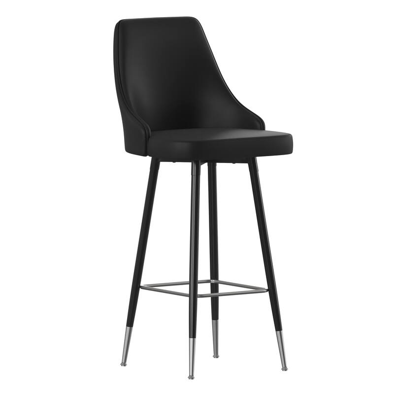 Commercial LeatherSoft Bar Height Stool with Metal Feet & Footrests - 2 Pack - 18.5"W x 20"D x 43.25"H