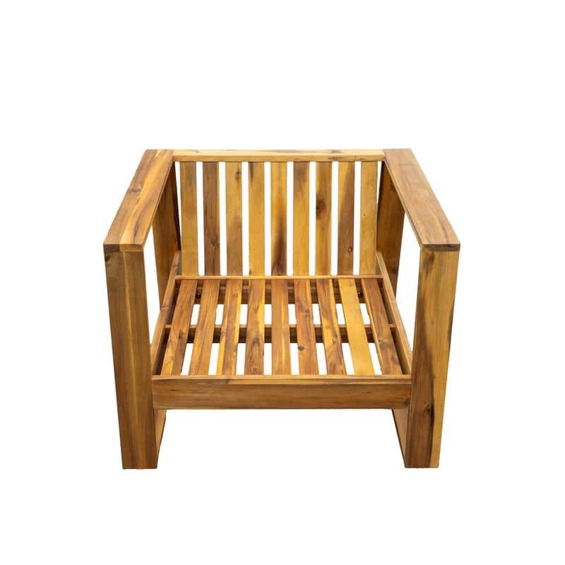 3-Piece Acacia Wood Outdoor Lounge Set with Chair and Ottoman for Patios Balconies and Gardens