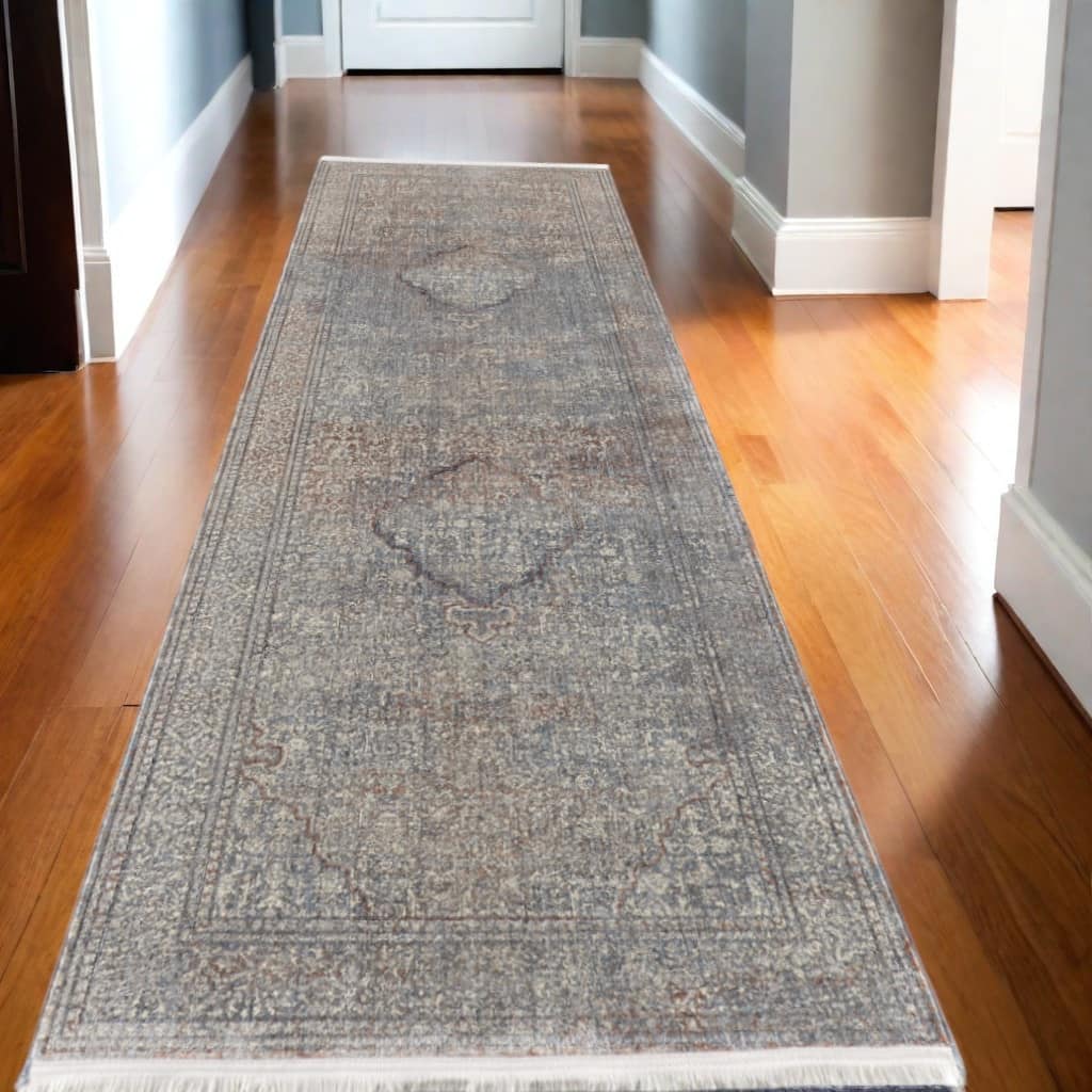 Wejac Power Loomed Floral Traditional Stain Resistant Low Pile with Fringe Area Rug By HomeRoots - 10' Runner