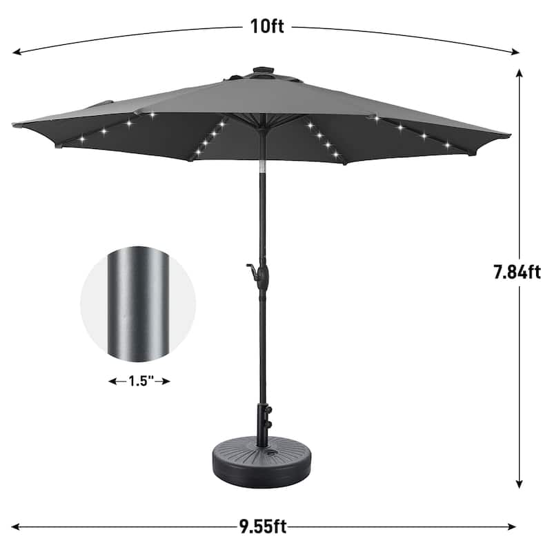 Ainfox 10ft Patio Umbrella with Lights Outdoor Solar Umbrella