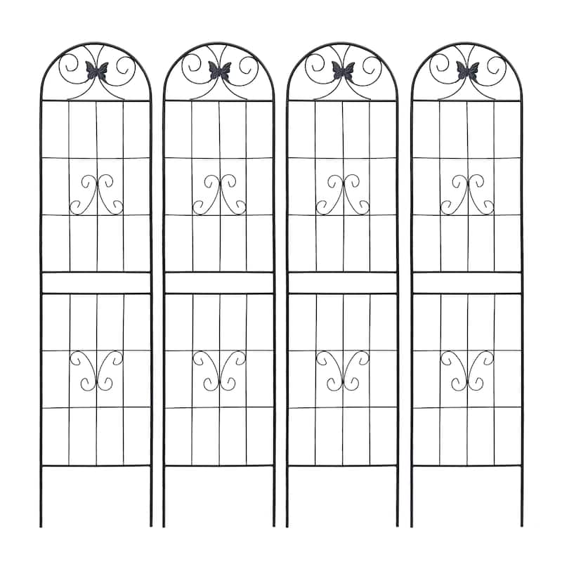 2 Pack Metal Garden Trellis Rustproof Trellis for Climbing Plants Outdoor Flower Support Black