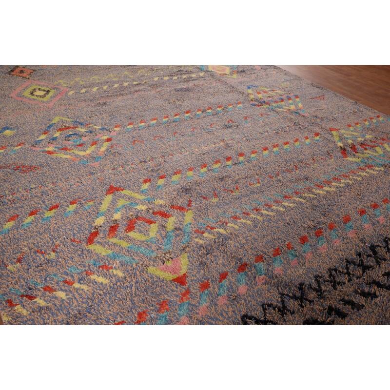 Geometric Plush Moroccan Oriental Area Rug Handmade Wool Carpet - 8'11" x 12'5"