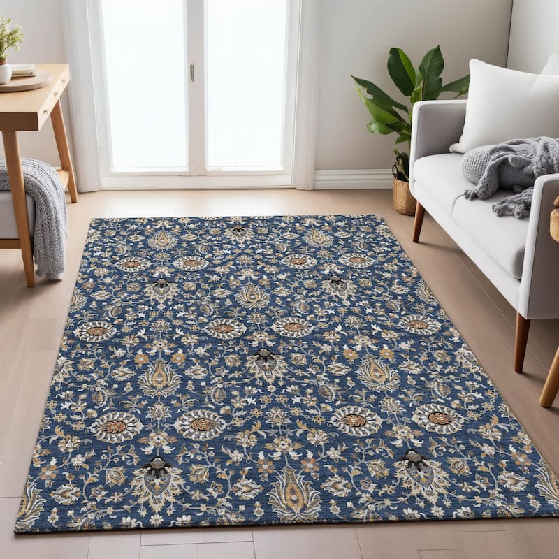 Machine Washable Indoor/Outdoor Traditional Persian Chantille Rug