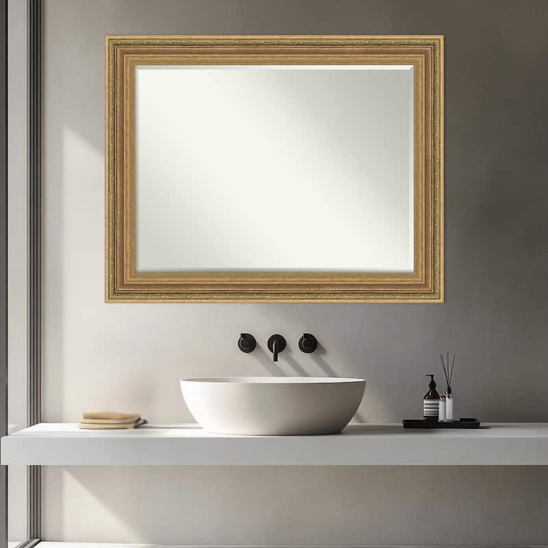 Elliot Half-Inch-Bevel Framed Bathroom Vanity Wall Mirror - Elliot Gold - 23 x 29 in