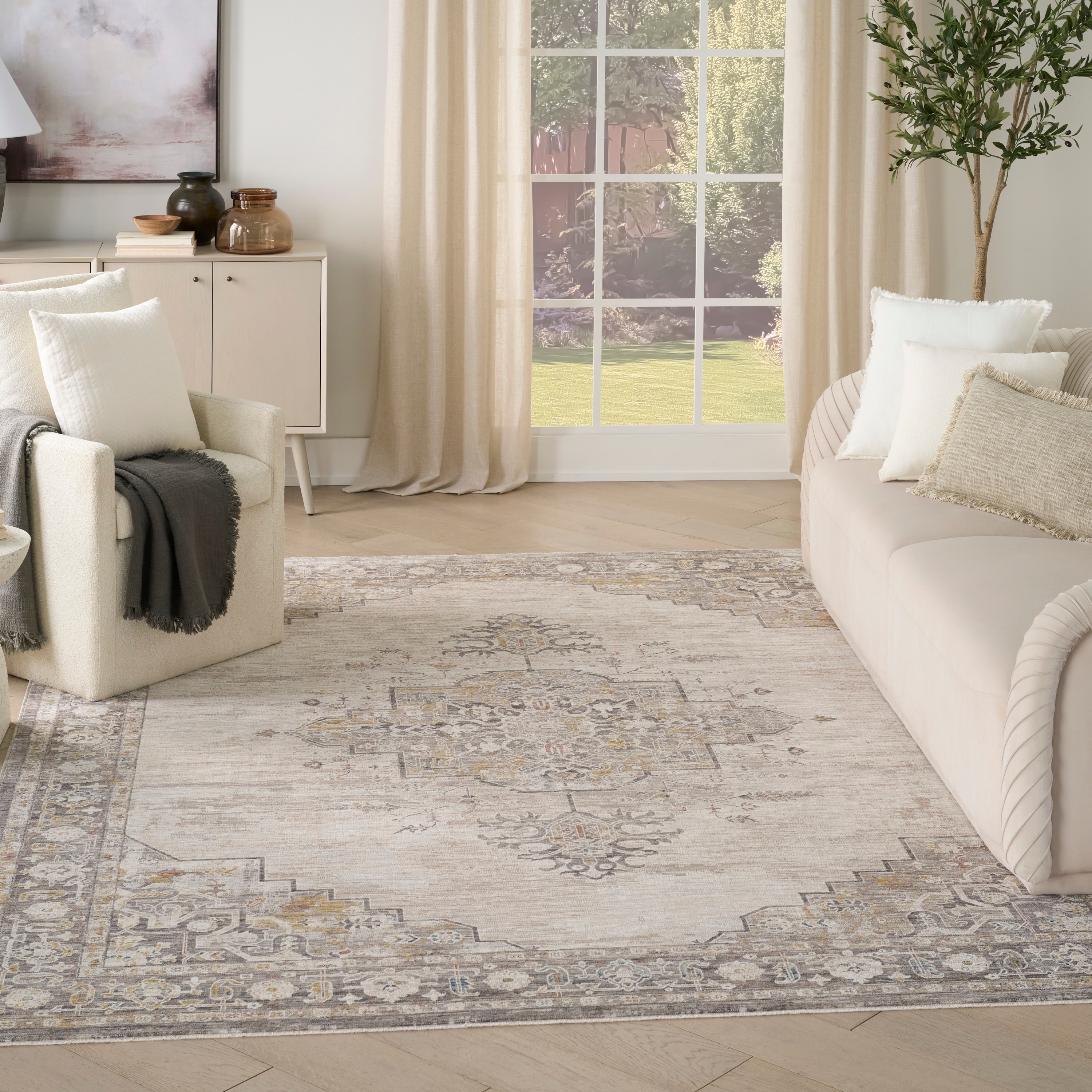 Nourison Antique Fusion Indoor only Grey Persian Area Rug