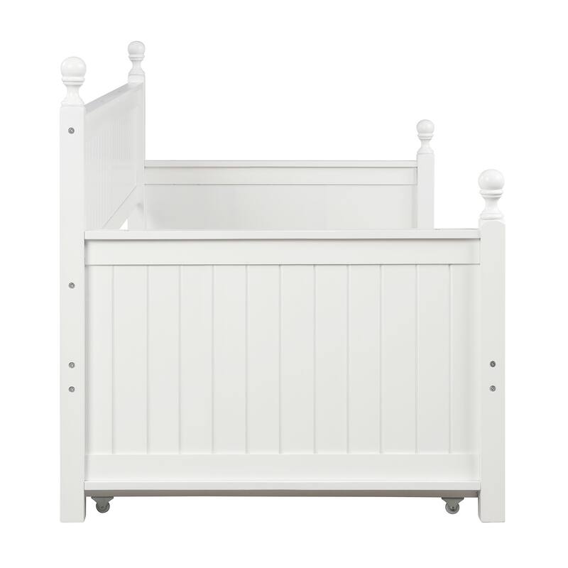 Contemporary Twin Size Wood Daybed with Built-in Storage Drawers or Trundle, No Box Spring Required