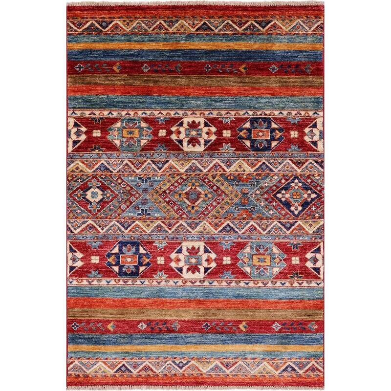 Golden Nile Khorjin Persian Gabbeh Handmade Wool Rug - 3' 2" X 4' 11"