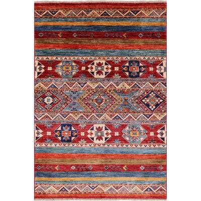 Golden Nile Khorjin Persian Gabbeh Handmade Wool Rug - 3' 2" X 4' 11"