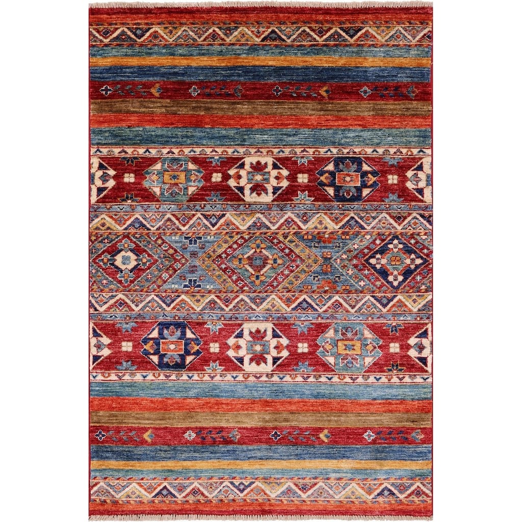 Golden Nile Khorjin Persian Gabbeh Handmade Wool Rug - 3' 2" X 4' 11"