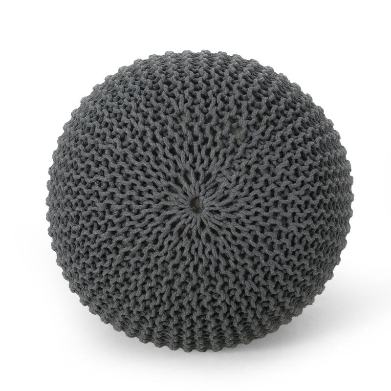 Bordeaux Knitted Cotton Round Pouf,Comfortable choice, multiple functions, classic design, and cozy corners
