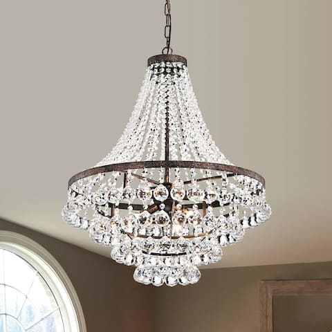 Antique Copper 7-Light Crystal Empire Four Tier Chandelier - Antique Copper
