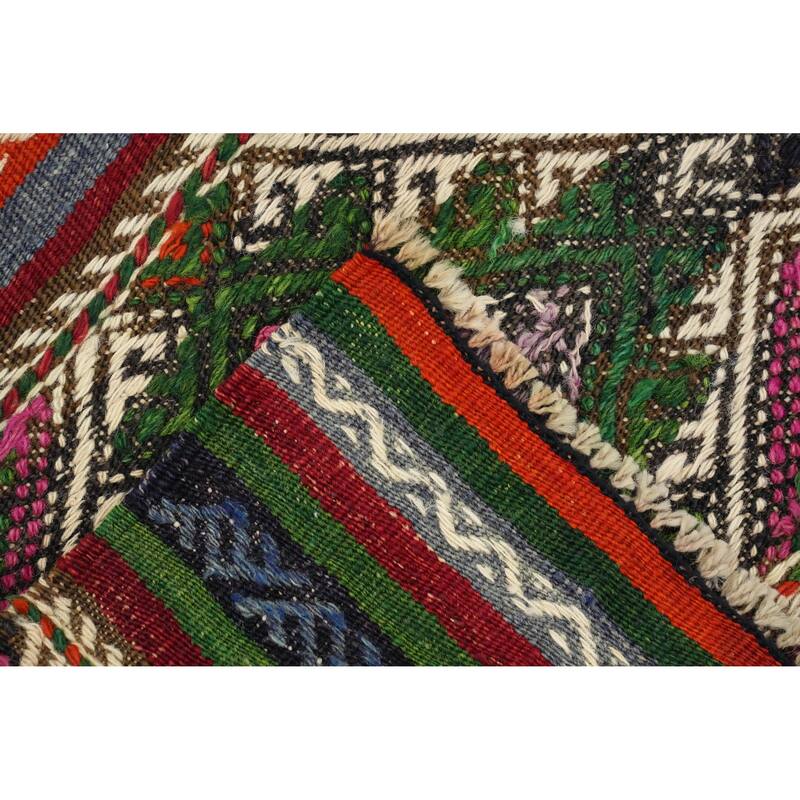 Hand Woven Oriental 100% Wool Carpet Southwestern Tribal Multi-Colored Kilim Area Rug - 7' 11'' X 5' 3''