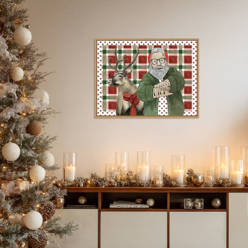 Hipster Santa Collection A by Grace Popp (30 x 23 in.), Framed Canvas Wall Art Print - Sylvie Natural