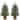 Set of 2 3.5 ft Battery-Operated Pre-Lit Potted Artificial Trees with Timer