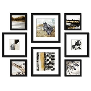 Gold & Neutral Nature 8 Piece Framed Print Gallery Wall Art Set - Bed ...